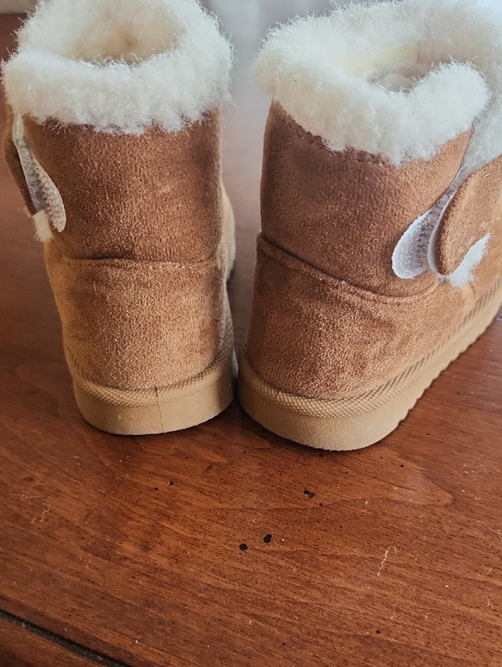 Toddler Tan Suede Shearling-Lined Boots - Cozy Warm Walkers - Picture 2 of 4